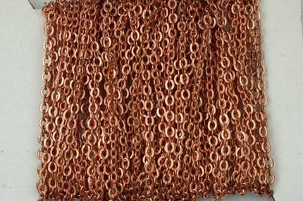 32 feet of Raw Brass (Copper Color) Flat Cable Chain 3x3mm Solder Cable Chain -  - 33F
