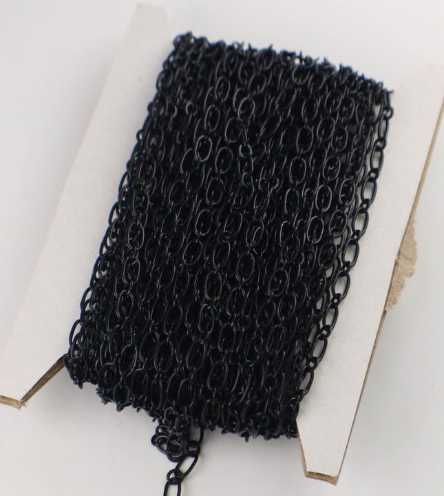 100 feet spool of Long and Short (1 and 1) Chain SOLDERED Chain Necklace Bracelet Black Chain - 6x3mm 4x3mm Soldered 3429LS11