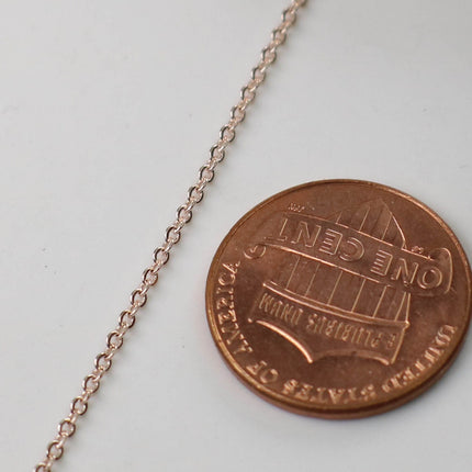 New 32 feet ROSE Gold Plated Tiny Flat Soldered Necklace Dainty Delicate Cable Chain - 2mm 2x1.4mm - Free Adequate Jumpring 50pcs - C214F