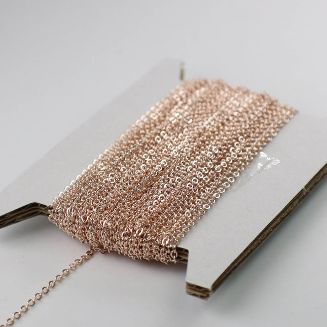 New 32 feet of ROSE Gold Flat Chain - 2.4x1.7mm SOLDER Cable Chain - Rose Gold Plated little Oval Flat Soldered Cable Chain  - 2417F