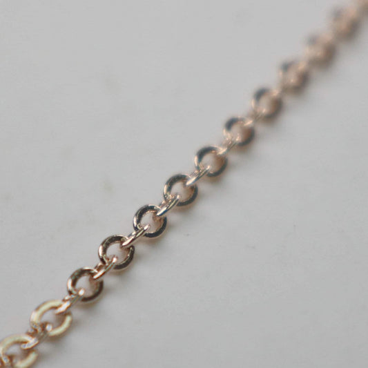 New 12 feet of ROSE Gold Flat Chain - 2.4x1.7mm SOLDER Cable Chain - Rose Gold Plated little Oval Flat Soldered Cable Chain -  - 2417F