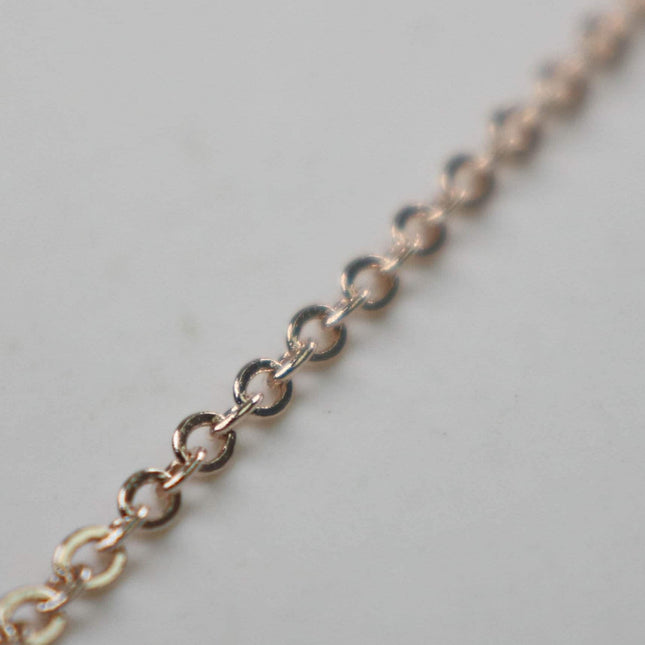 New 12 feet of ROSE Gold Flat Chain - 2.4x1.7mm SOLDER Cable Chain - Rose Gold Plated little Oval Flat Soldered Cable Chain -  - 2417F