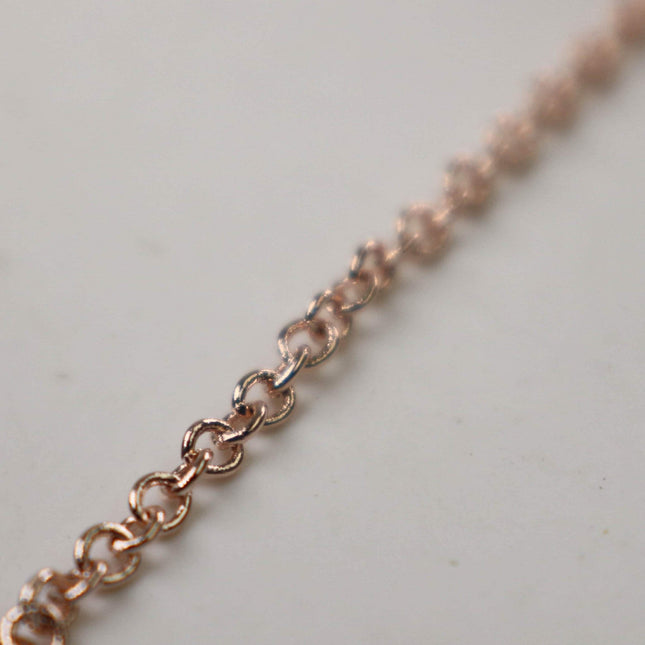 Sample 3 feet ROSE Gold Plated Tiny Cable Chain - 2.0x1.4mm SOLDERED link Necklace Bracelet Dainty Delicate Chain bulk Chain - 2014S
