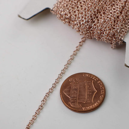 New 10 feet ROSE Gold Plated Tiny Cable Chain - 2.0x1.4mm SOLDERED link Necklace Bracelet Dainty Delicate Chain bulk Chain - 2014S