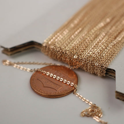 32 feet Champagne Gold (Pinky Gold) Plated Micro Flat Chain - 1.5x1.2mm SOLDER Soldered - little Small Soldered Flat Cable - 1512F