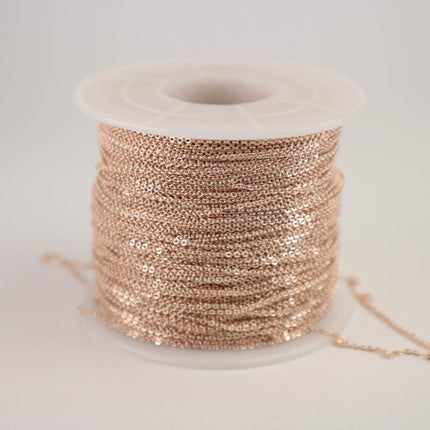 100 feet ROSE Gold Plated Micro Flat Chain - 1.5x1.2mm SOLDER Soldered - little Small Soldered Flat Cable - 1512F