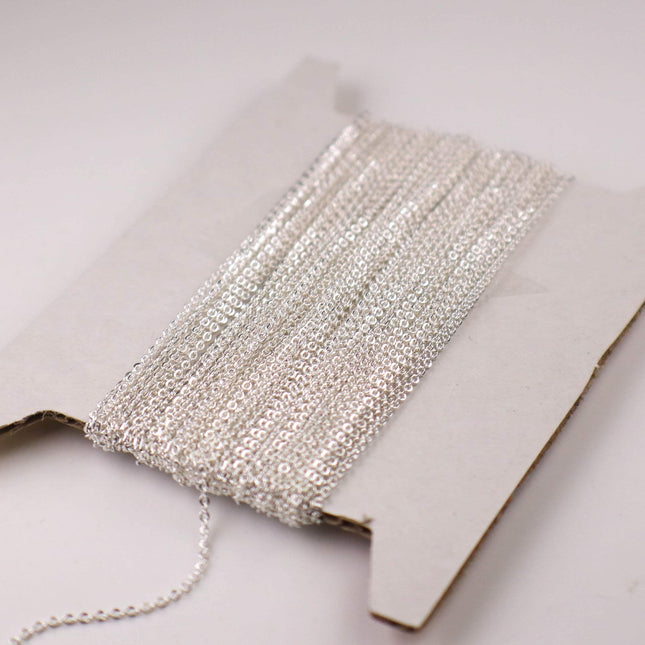 10 feet Sterling Silver Plated Micro Flat Chain - 1.5x1.2mm SOLDER Soldered - little Small Soldered Flat Cable - 1512F