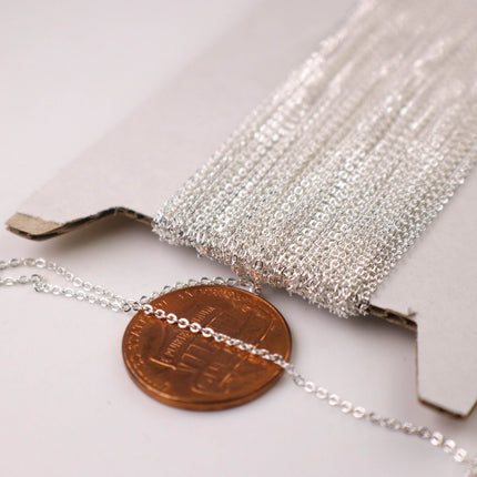100 feet Sterling Silver Plated Micro Flat Chain - 1.5x1.2mm SOLDER Soldered - little Small Soldered Flat Cable - 1512F