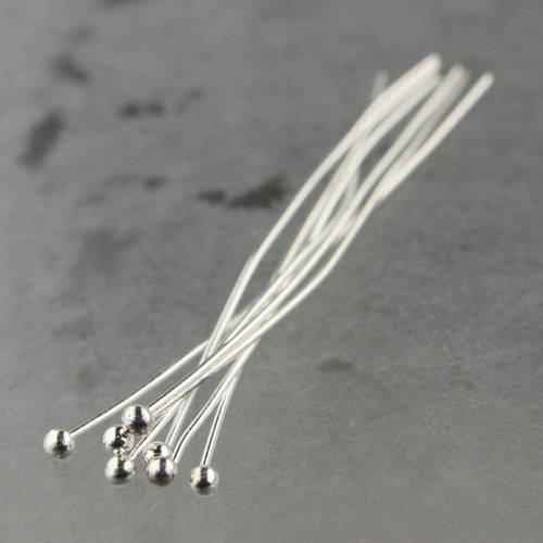 100 Silver Plated Ball headpins Head Pins - 2 inches (50mm), 22 Gauge 22G 2.0mm Hard Body