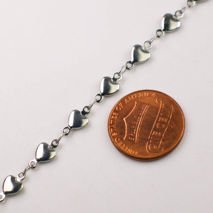 Stainless Steel Handmade Custom Chain - 6x10mm 1.9mm thickness HEART Link Chain, 12/36/120 inch - Necklace Bracelet Soldered Link