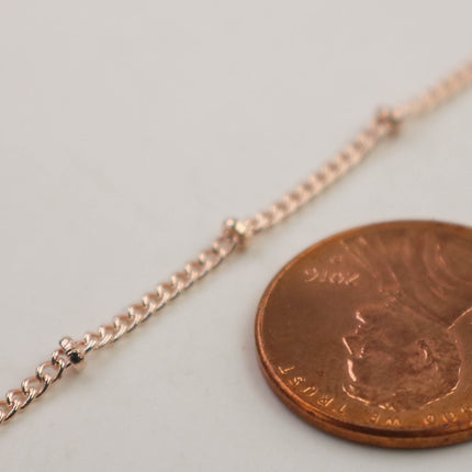10 feet ROSE Gold Plated BALL Solder Curb Chain - 1.6mm - Tiny Satellite Solder Curb Chain - Free   Jumpring (10pcs) - 1.6SAT
