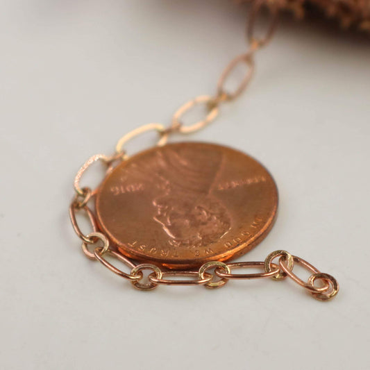 10 feet of Raw Brass (Copper Color) Chain Bulk, ( 1 and 1 ) Long and Short Chain Flat Cable Chain Necklace Bracelet Chain 6.3 N 4mm - SOLDERED 3429LS11