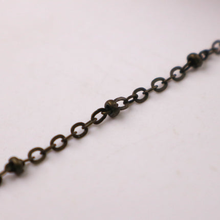 100 ft Antique Brass (Dark) Satellite Chain Flat BALL Chain - 3x1.7mm SOLDERED link - Antique Bronze Tiny Small Ball Flat Cable - 317FSAT