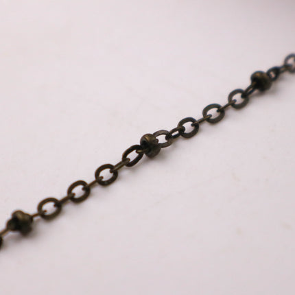 32 ft Antique Brass (Dark) Satellite Chain Flat BALL Chain - 3x1.7mm SOLDERED link - Antique Bronze Tiny Small Ball Flat Cable - 317FSAT
