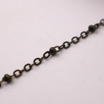 New Sample 3 ft Antique Brass (Dark) Satellite Chain Flat BALL Chain - 3x1.7mm SOLDERED link - Antique Bronze Tiny Small Ball Flat 317FSAT