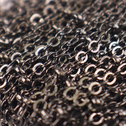 100 ft Gunmetal Satellite Chain Flat BALL Chain - 3x1.7mm SOLDERED link - Tiny Small Ball Flat Cable Chain - Bulk Dainty Delicate - 317FSAT