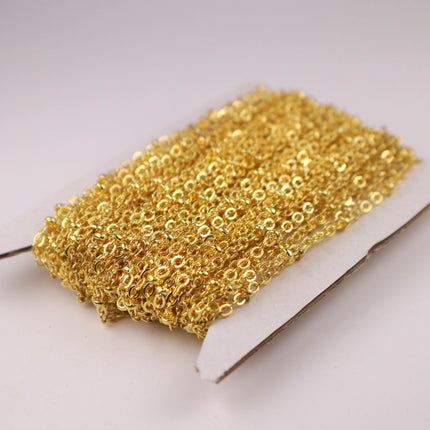 New Sample 3 ft Gold Plated Satellite Chain Flat BALL Chain - 3x1.7mm SOLDERED link - Tiny Small Ball Flat Cable Chain - Bulk 317FSAT