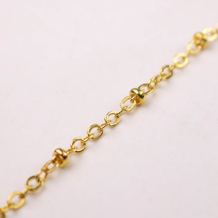 100 ft Gold Plated Satellite Chain Flat BALL Chain - 3x1.7mm SOLDERED link - Tiny Small Ball Flat Cable Chain - Bulk Wholesale - 317FSAT
