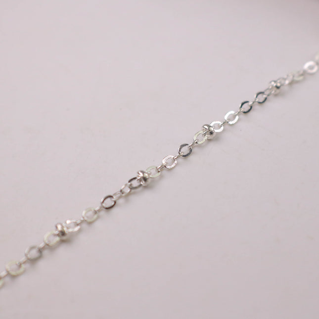 New Sample 3 ft Sterling Silver Plated Satellite Chain Flat BALL Chain - 3x1.7mm SOLDERED link - Tiny Small Ball Flat Cable 317FSAT