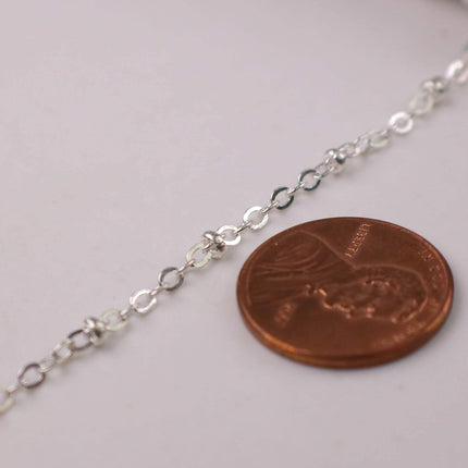 32 ft Sterling Silver Plated Satellite Chain Flat BALL Chain - 3x1.7mm SOLDERED link - Tiny Small Ball Flat Cable Chain - 317FSAT