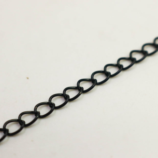New Sample 3 ft Black SOLDER Curb Chain EXTENDER Chain - 3.8x4.5mm Soldered Link