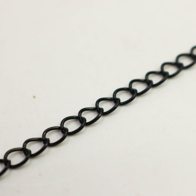New 100 ft Black SOLDER Curb Chain EXTENDER Chain - 3.8x4.5mm Soldered Link - 3845CU