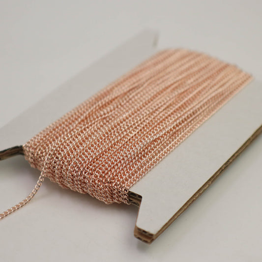 New 32 feet ROSE Gold Plated Solder Curb Chain - 1.6mm SOLDERED Link - Ship from California USA - 1.6S