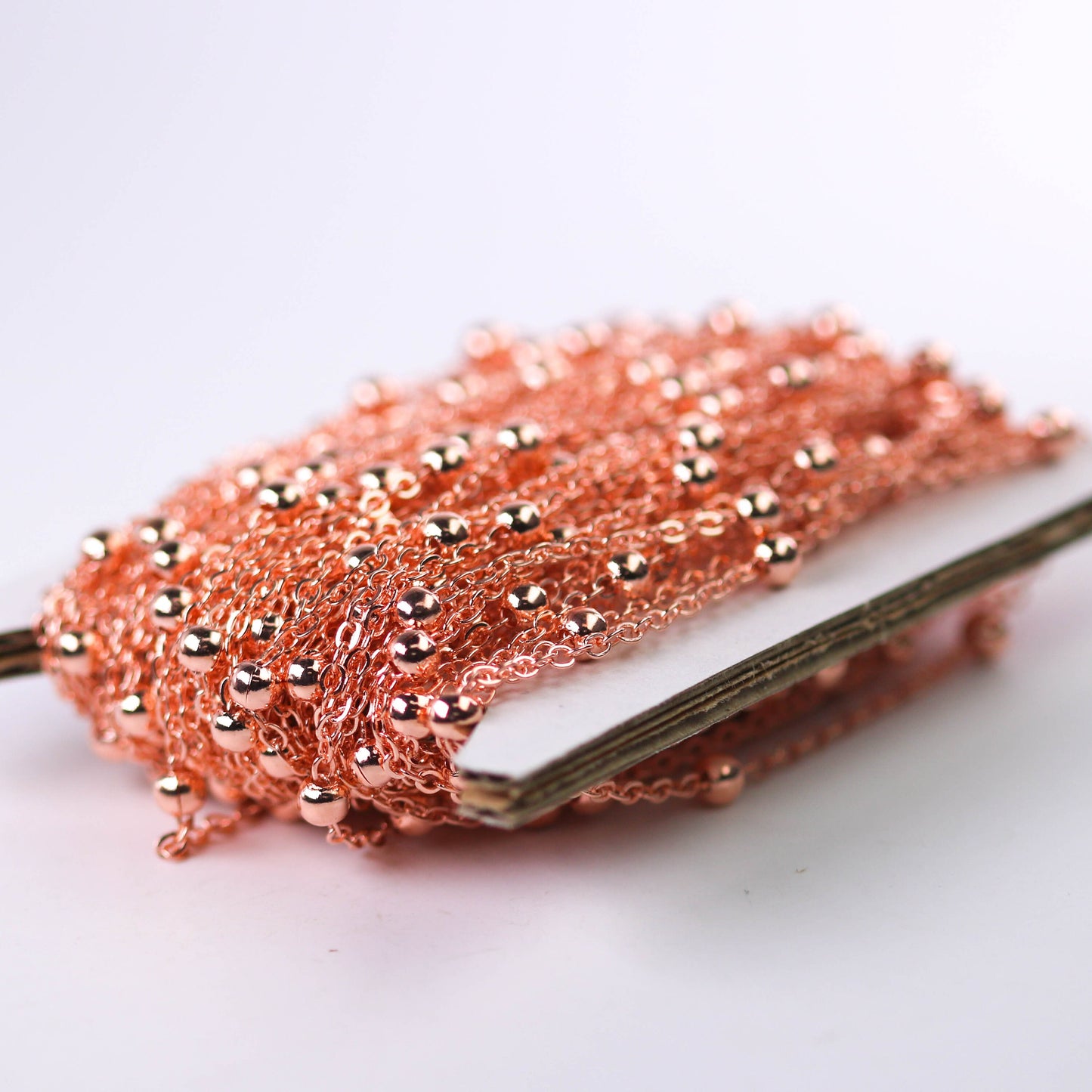 New Sample 3 feet of Bright Copper Satellite LARGE Ball Bead Solder Cable Chain - 3x1.7mm Link - 4mm Ball   - 317FSATB