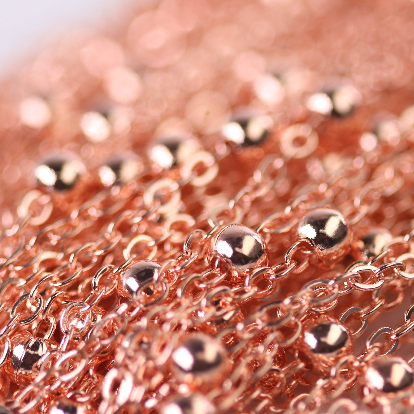 New Sample 3 feet of Bright Copper Satellite LARGE Ball Bead Solder Cable Chain - 3x1.7mm Link - 4mm Ball   - 317FSATB