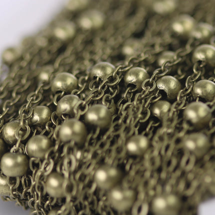 3 feet of Antique Brass Satellite LARGE Ball Bead Solder Cable Chain - 3x1.7mm Link - 4mm Ball - 317FSATB