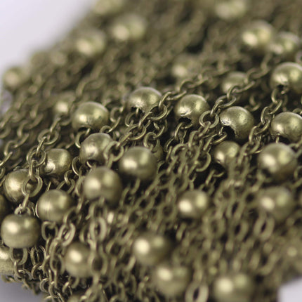 300 feet of Antique Brass Satellite LARGE Ball Bead Solder Cable Chain - 3x1.7mm Link - 4mm Ball - 317FSATB