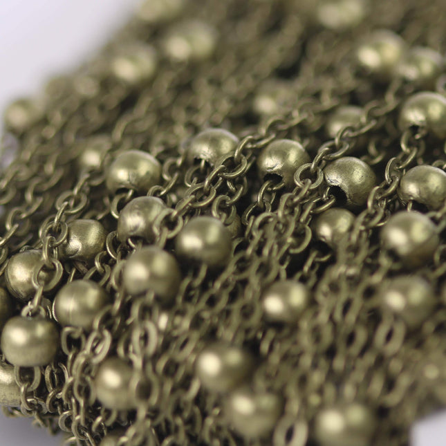 300 feet of Antique Brass Satellite LARGE Ball Bead Solder Cable Chain - 3x1.7mm Link - 4mm Ball - 317FSATB