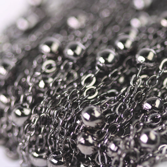 300 feet of Gunmetal Satellite LARGE Ball Bead Solder Cable Chain - 3x1.7mm Link - 4mm Ball   - from California USA 317FSATB
