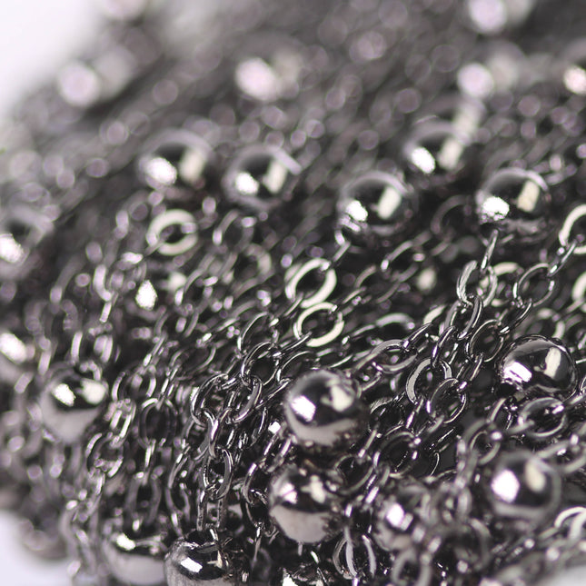 300 feet of Gunmetal Satellite LARGE Ball Bead Solder Cable Chain - 3x1.7mm Link - 4mm Ball - 317FSATB