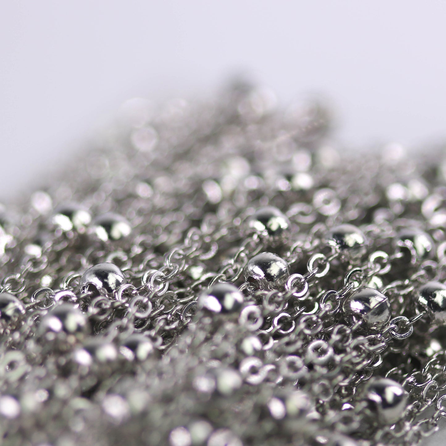 300 feet of Rhodium Plated Satellite LARGE Ball Bead Solder Cable Chain - 3x1.7mm Link - 4mm Ball   - from USA 317FSATB