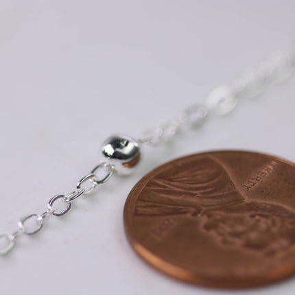 New 10 feet of Sterling Silver Plated Satellite LARGE Ball Bead Solder Cable Chain - 3x1.7mm Link - 4mm Ball   - 317FSATB