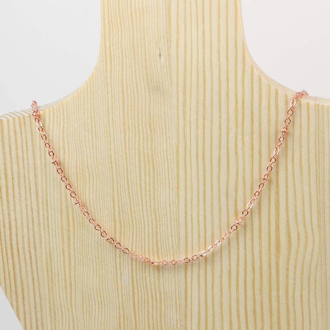 10 feet Bright Copper Plated Satellite Chain Flat BALL Chain - 3x1.7mm SOLDERED link - Tiny Small Ball Flat Cable Chain - - 317FSAT