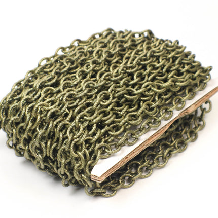 New 10 feet of Antique Brass Oval BIG Chunky Texture Cable Chain - 8x7mm Unsoldered Link - Necklace Bracelet Bulk Chain - 8070TX