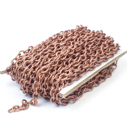 New 5 feet of Antique Copper Oval BIG Chunky Texture Cable Chain - 8x7mm Unsoldered Link - Necklace Bracelet Bulk Chain - 8070TX