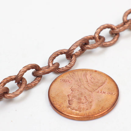 New 5 feet of Antique Copper Oval BIG Chunky Texture Cable Chain - 8x7mm Unsoldered Link - Necklace Bracelet Bulk Chain - 8070TX