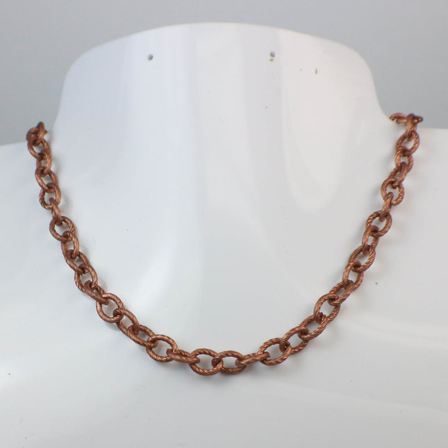 New 10 feet of Antique Copper Oval BIG Chunky Texture Cable Chain - 8x7mm Unsoldered Link - Necklace Bracelet - 8070TX