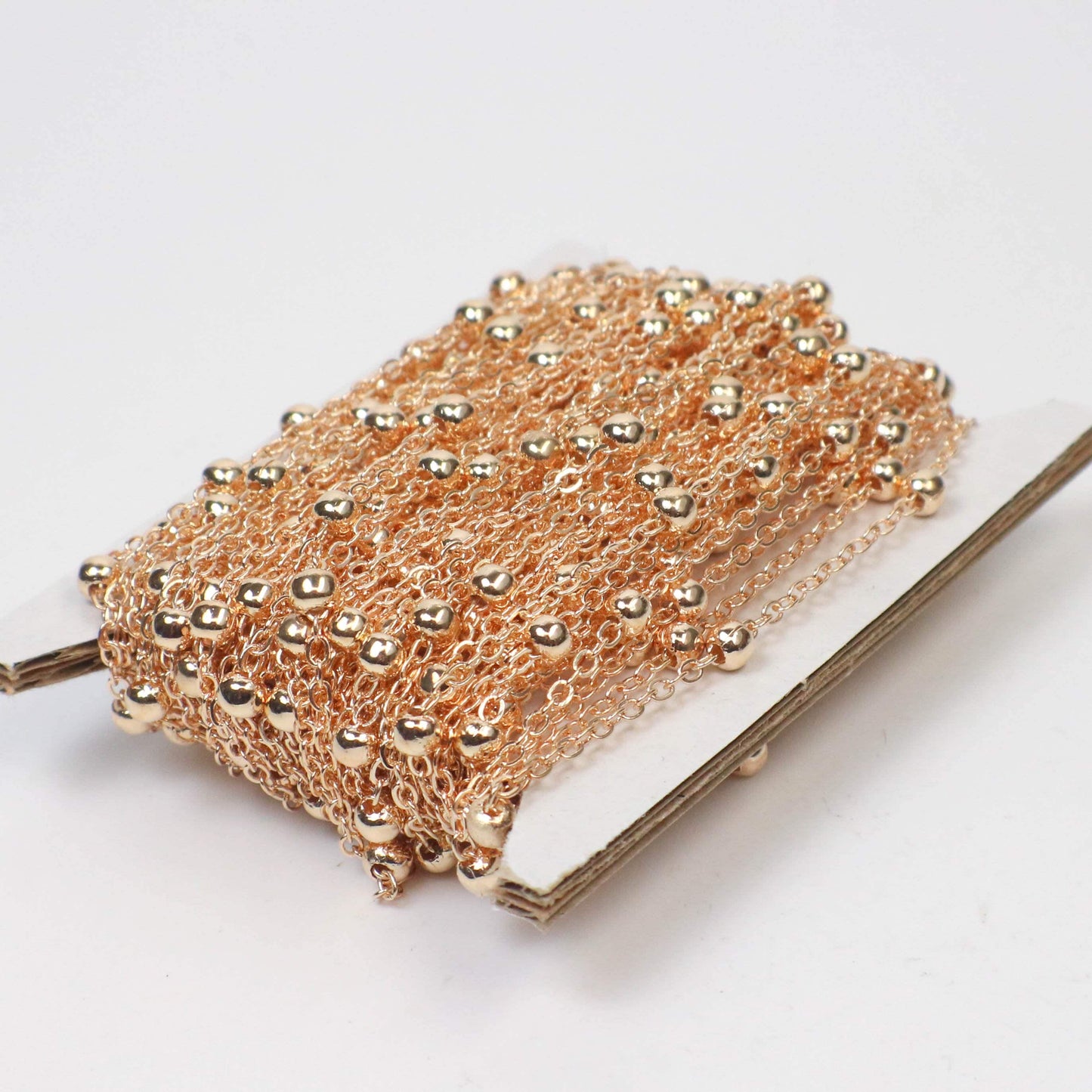 3 feet of Champagne Gold (Pinky Gold) Plated Satellite LARGE Ball Bead Solder Cable Chain - 3x1.7mm Link - 4mm Ball   317FSATB