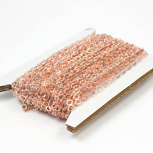 New Sample 3 feet spool of ROSE Gold Plated SOLDERED Tiny Large Figure 8 Connector Chain - 4x3mm Soldered Links - 843F