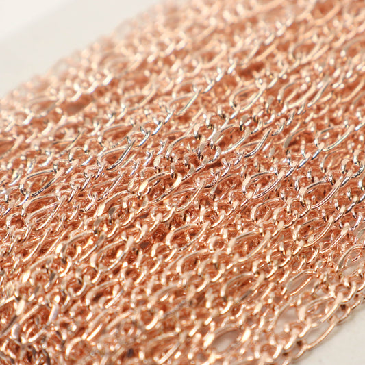 New 100 feet Rose Gold Plated Figaro Chain SOLDERED Chain Facet Diamond Cut Sturdy figaro chain 1.8mm - Necklace   DIY Chain - 1.8FIGARO