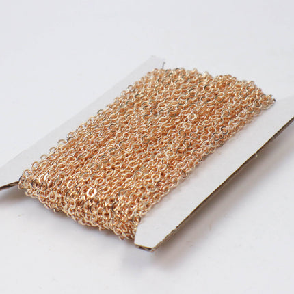 New 100 Ft Champagne Gold (Pinky Gold) Gold Plated Flat Soldered Cable Chain - 3.4x2.9mm SOLDERED Link  - 3429F-KC