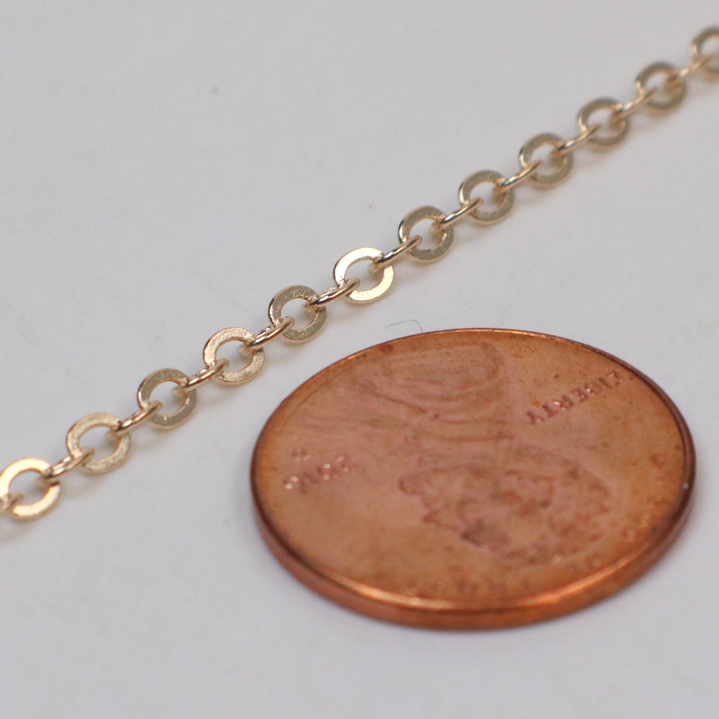 New 100 Ft Champagne Gold (Pinky Gold) Gold Plated Flat Soldered Cable Chain - 3.4x2.9mm SOLDERED Link  - 3429F-KC