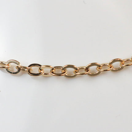 New 100 Ft Champagne Gold (Pinky Gold) Gold Plated Flat Soldered Cable Chain - 3.4x2.9mm SOLDERED Link  - 3429F-KC