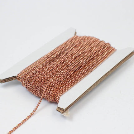NEWnew 32 feet spool of Raw Brass (Copper Color)(No Plated Virgin) Copper SOLDERED Round Sturdy   Diamond Cut  Curb Chain - 2.3mm Solder link - 2.3F