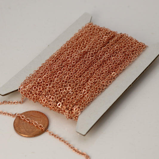 100 feet of Bright Copper Flat Chain Bulk Cable Chain - 3x1.7mm SOLDERED - Necklace Bracelet DIY Wholesale Bulk Chain 317F