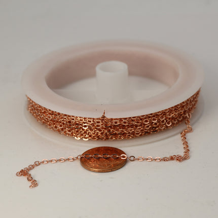100 feet of Bright Copper Flat Chain Bulk Cable Chain - 3x1.7mm SOLDERED - Necklace Bracelet DIY Wholesale Bulk Chain 317F